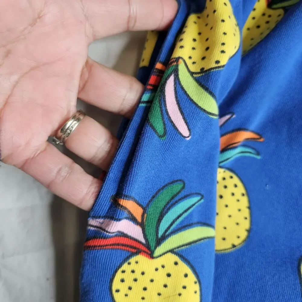 Hanna Andersson Dress size 4 Pineapple Tank Summer Blue Yellow Cotton - Picture 3 of 7